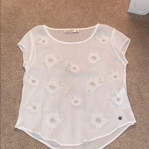 White floral embroidered top